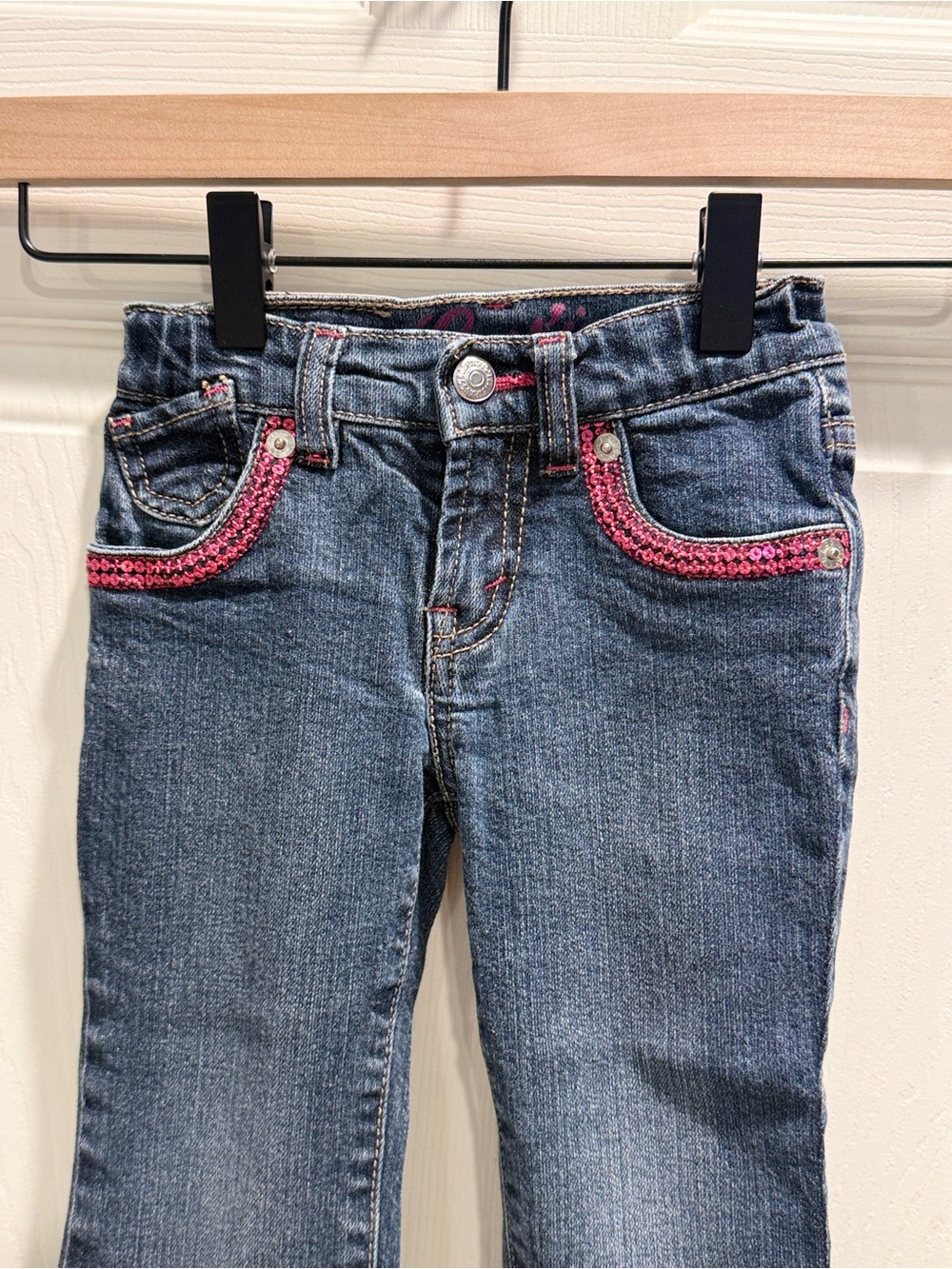 Levi’s Girls 2T Jeans Pink Stitch Embellished Bootcut Denim Toddler Size 2T - Picture 4 of 12